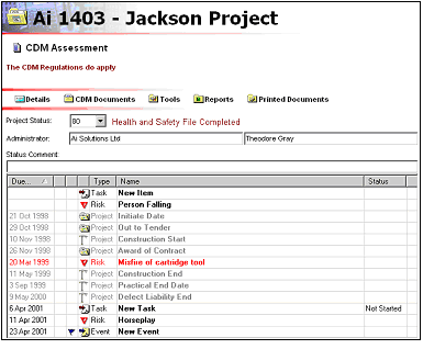 Project Dates List